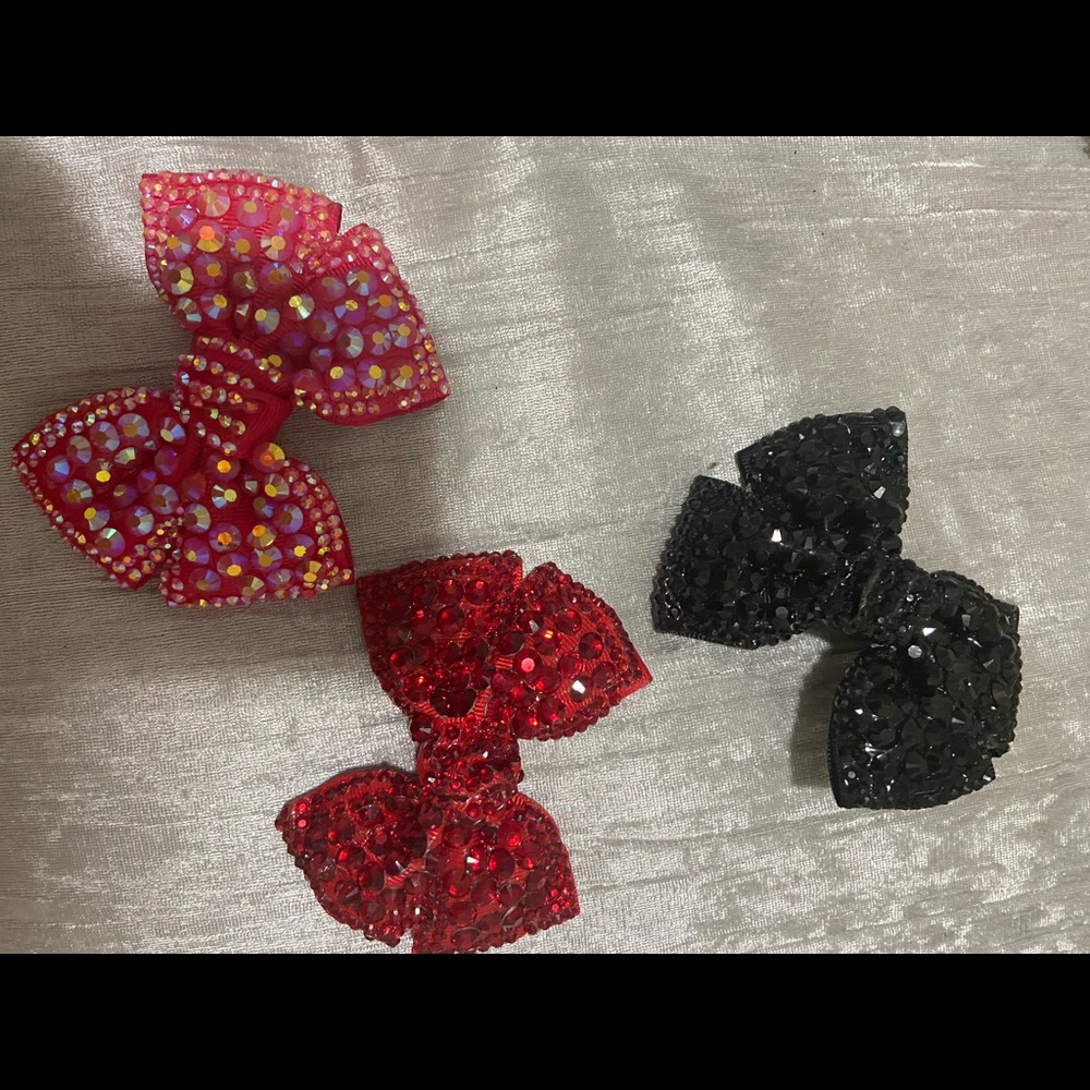 Rhinestone bow hair clips baby girl